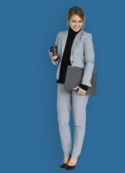 Studio shoot of businesswoman with Folder — Stock Photo, Image