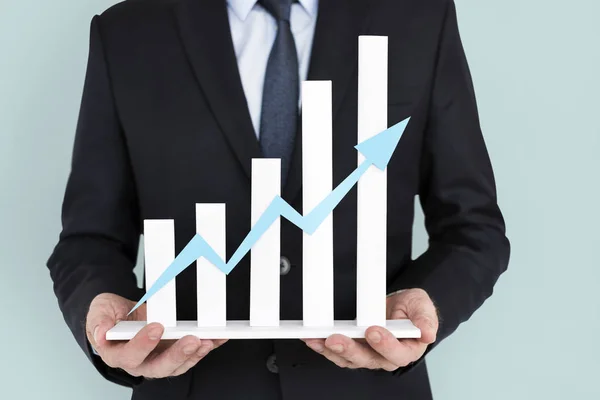 Business Man Holding Graph — Stock Photo, Image