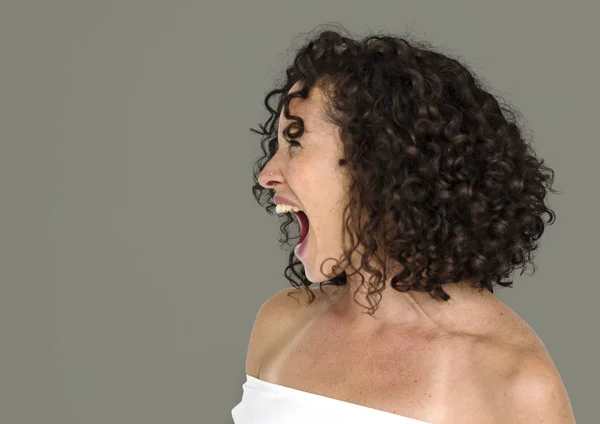 Gritando mulher branca — Fotografia de Stock