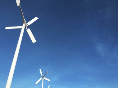 Wind turbines and blue sky clipart