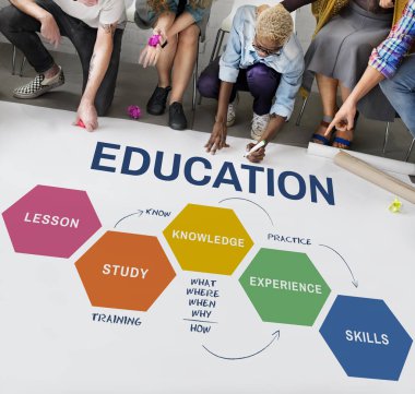 insanlar poster üzerinde yazma.  