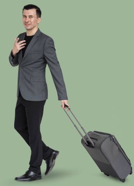 İşadamı yolcu ile bavul seyahat 