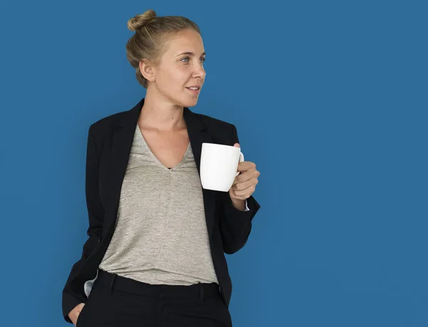 Young businesswoman with cup of coffee — Stock Photo, Image