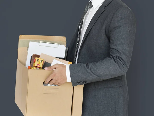 Businessman Holding Box — Stock Photo, Image