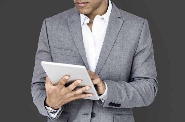 african businessman using Tablet 