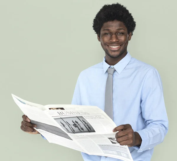 Business man reading newspaper — Stock Photo, Image