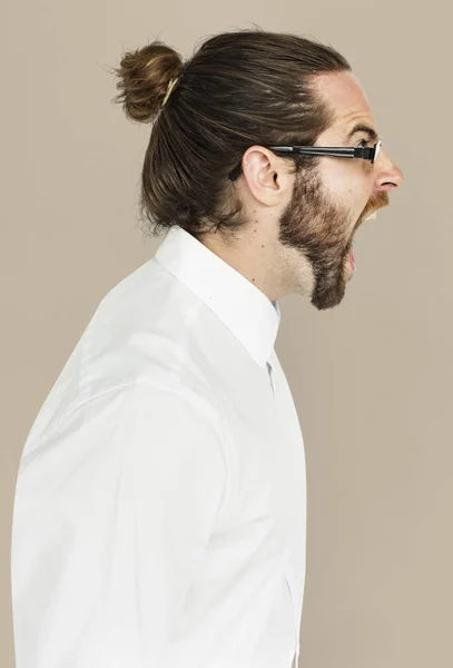 Homem barbudo gritando — Fotografia de Stock