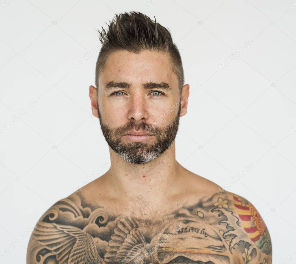 handsome man with tattoos