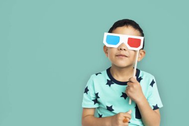 3d gözlük Pop ile çocuk