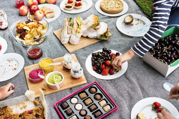 Familia disfrutando de picnic — Foto de Stock