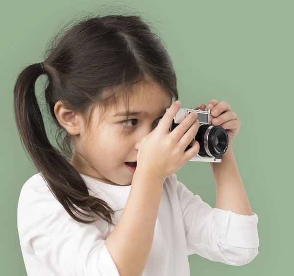 Meisje fotograferen met camera — Stockfoto