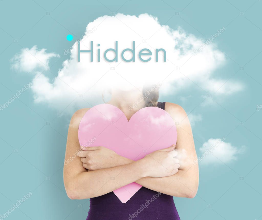 Cloud with Hidden above woman's head