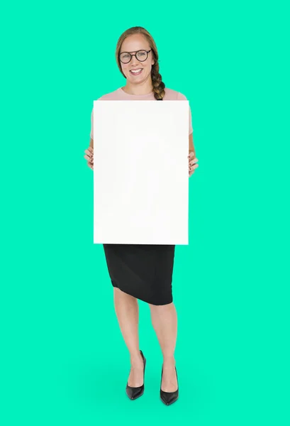 Woman holding Blank Paper — Stock Photo, Image
