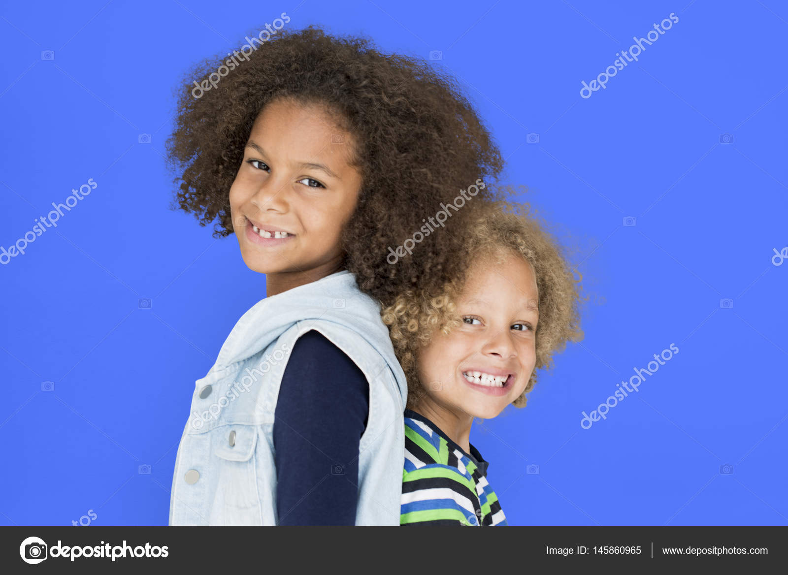 Cute Kids With Afro Hairstyle Stock Photo C Rawpixel 145860965