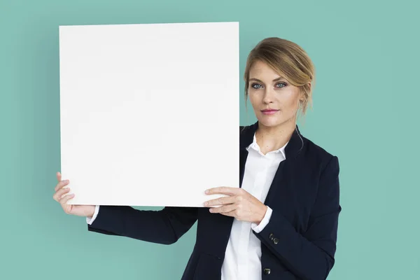 Businesswoman Holding Paper — Stock Photo, Image