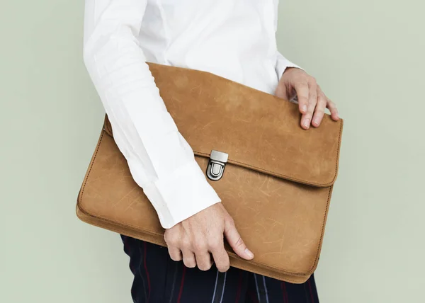 Businessman with Brown Folder Bag — Stock Photo, Image