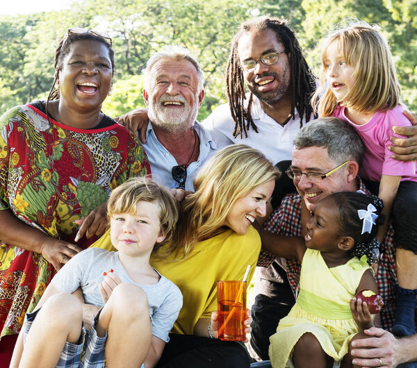 Family having picnic in park