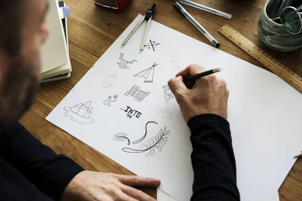 Hands Drawing Sketches — Stock Photo, Image