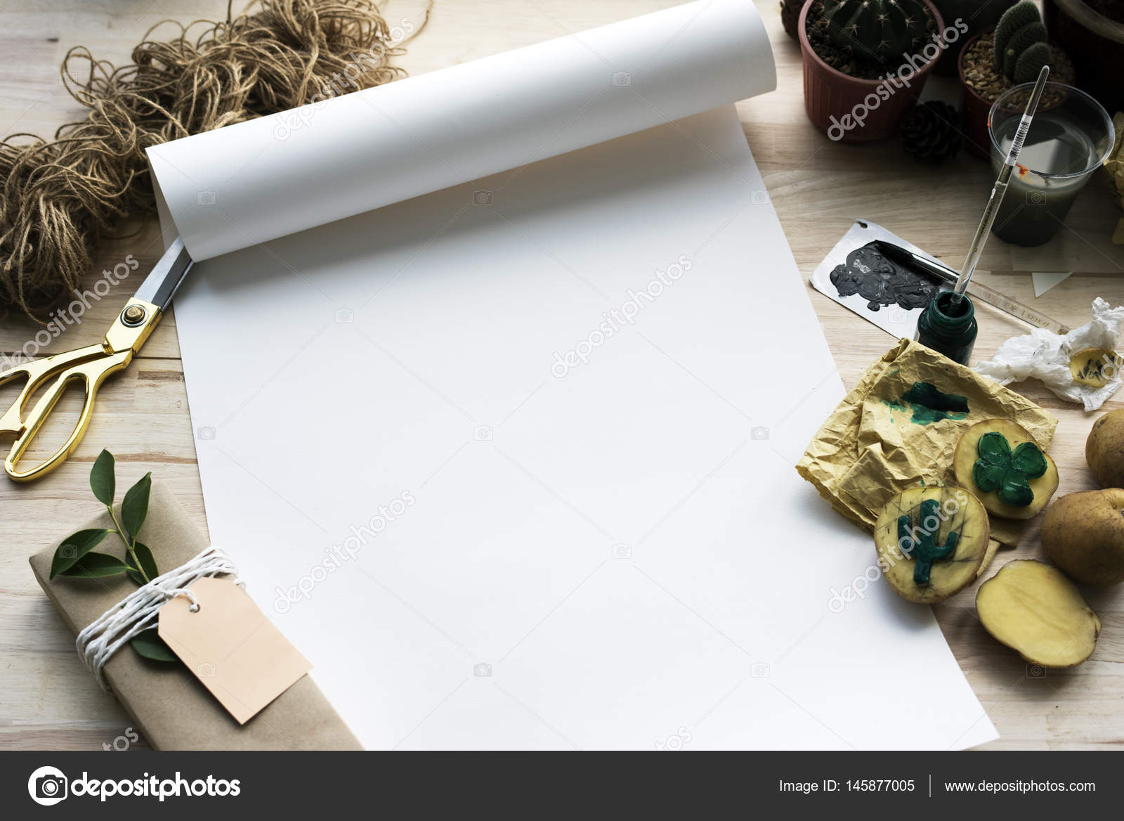 Painting Paper on workplace table Stock Photo by ©Rawpixel 145877005