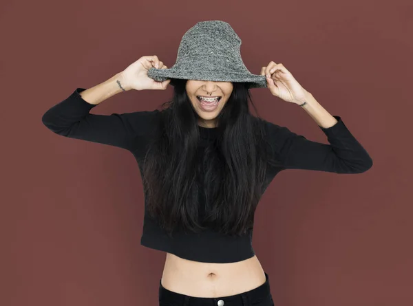 Woman Hands On Hat — Stock Photo, Image