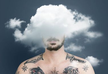 male face hidden in cloud clipart