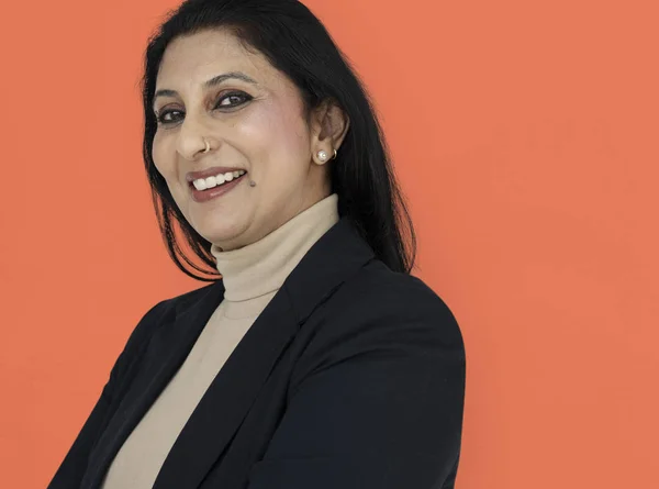 Mujer alegre en el estudio — Foto de Stock