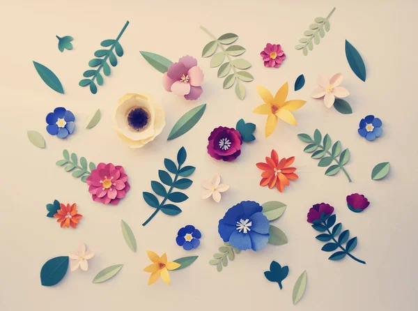 Ručně vyráběné papírové květiny — Stock fotografie