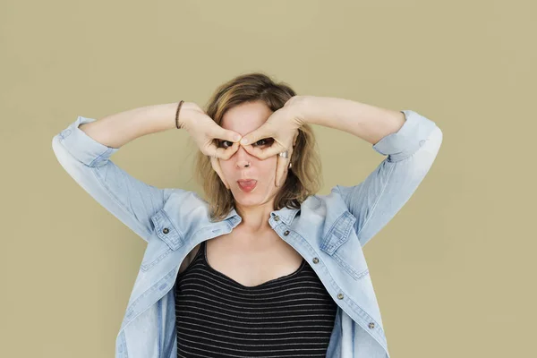 Woman making grimaces — Stock Photo, Image