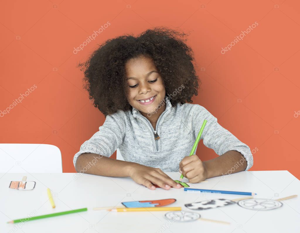 adorable african kid with afro hair