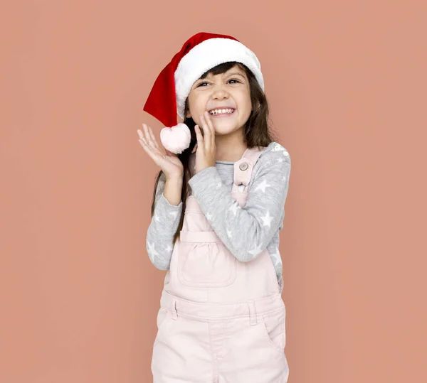 Malá holčička v santa hat — Stock fotografie