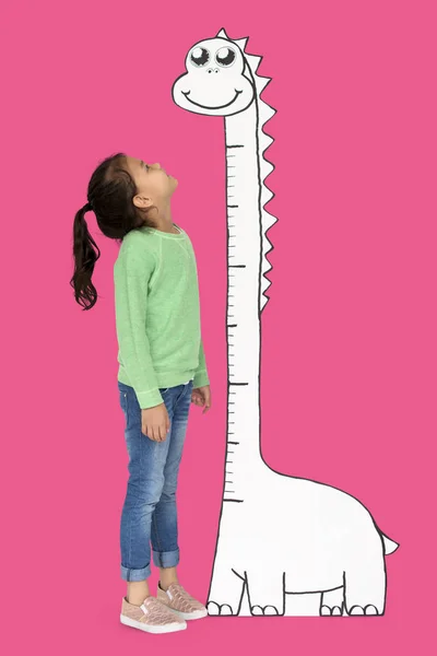 Girl Measuring Height — Stock Photo, Image