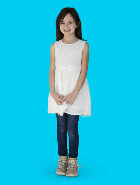Чарівна маленька дівчинка в сукні — стокове фото