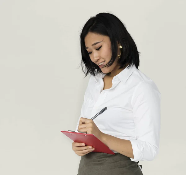 Negocio asiático Mujer escribiendo notas — Foto de Stock