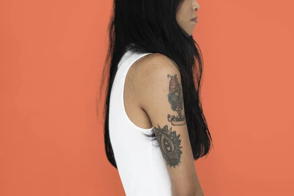 Ázsiai nő tetoválás — Stock Fotó