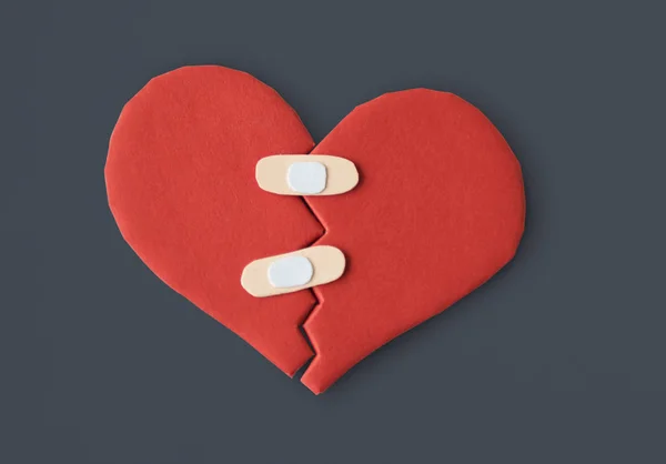 Broken Heart with Bandages — Stock Photo, Image