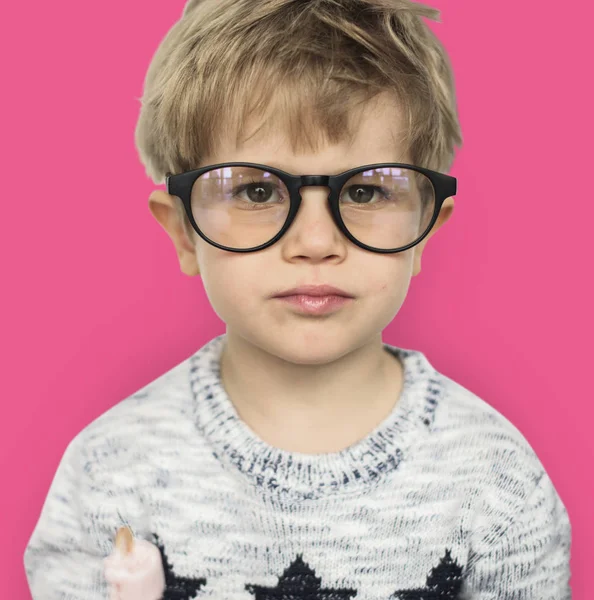 stock image small cute boy in the studio