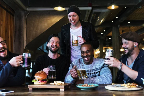 Diversity men Celebrating with Beer — Stock Photo, Image