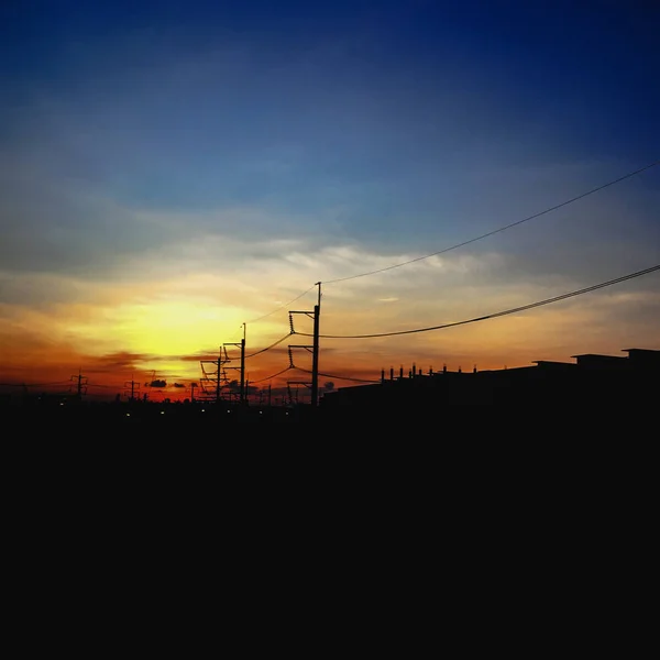 Power lines at dusk — Stock Photo, Image