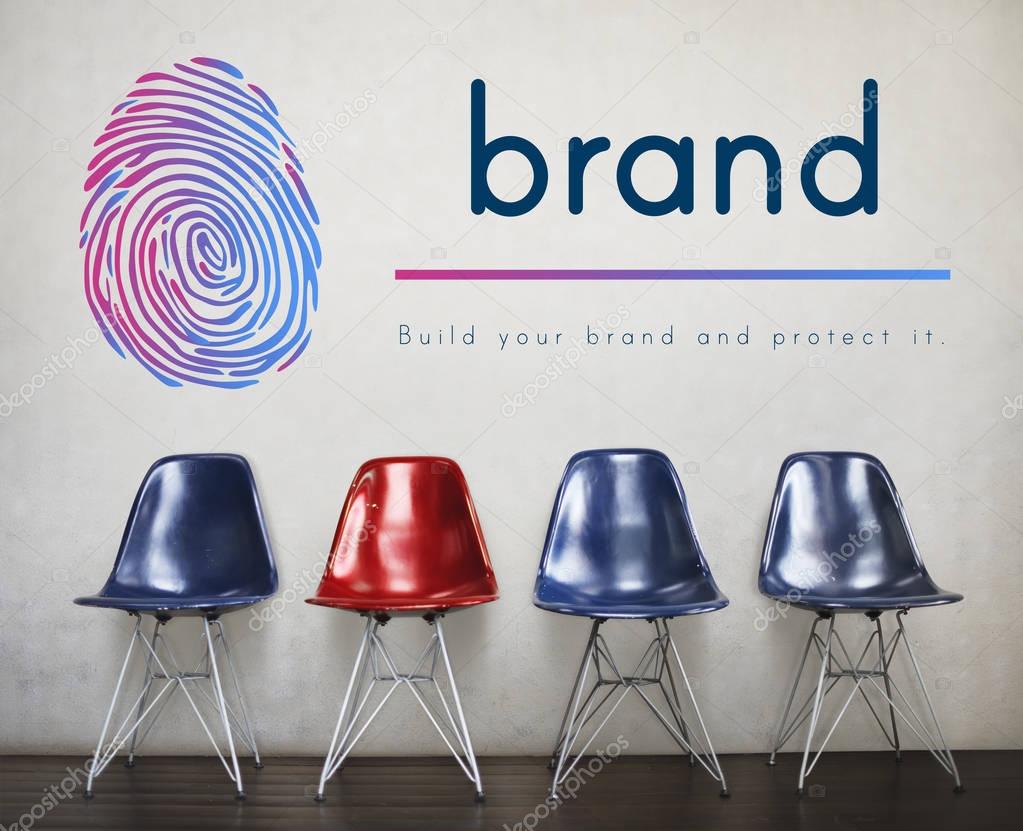 Chairs standing in line. Concept Brand