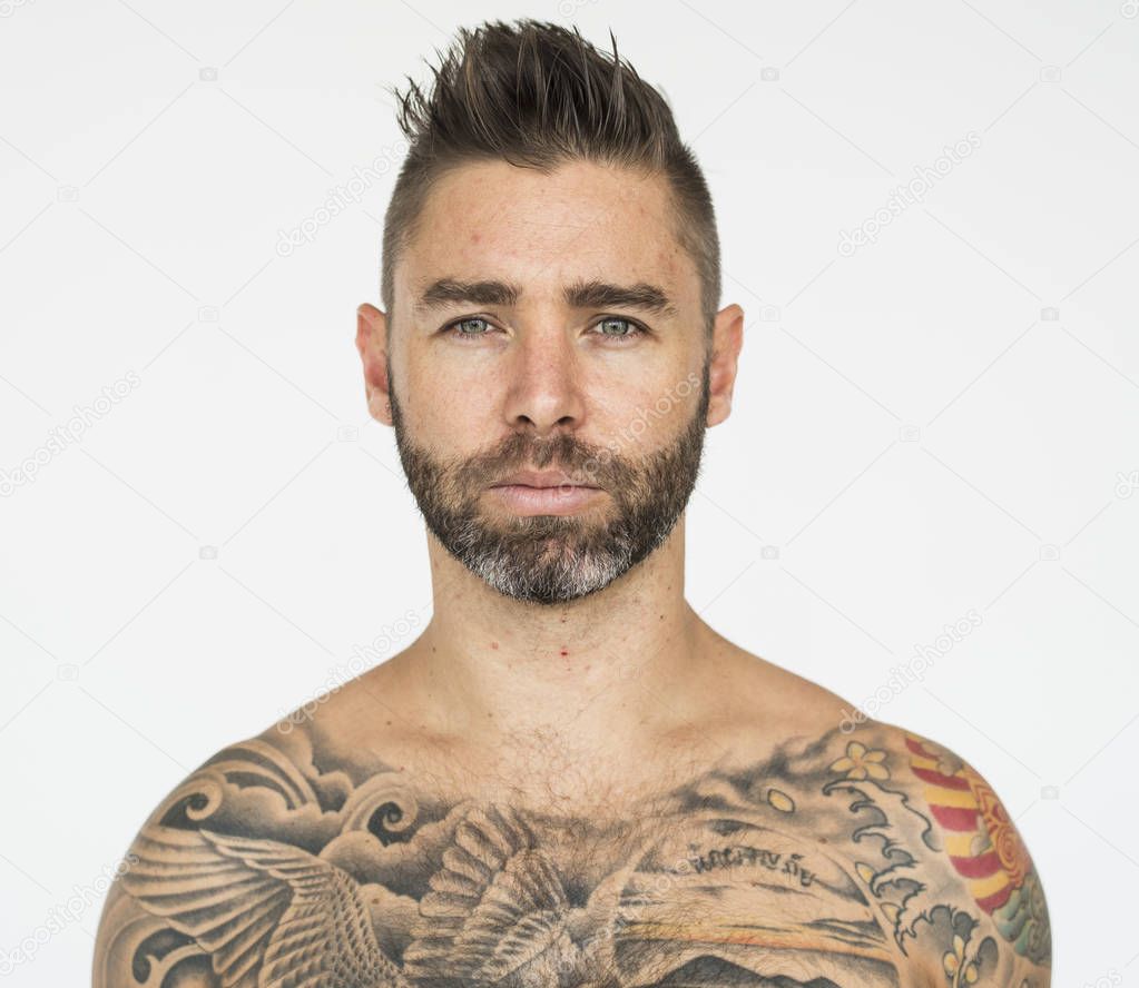 handsome man with tattoos