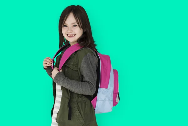 School girl with backpack — Stock Photo, Image