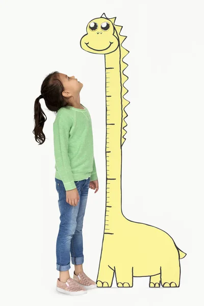 Girl Measuring Height — Stock Photo, Image