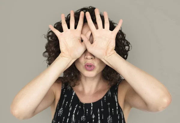 Mulher engraçada no estúdio — Fotografia de Stock