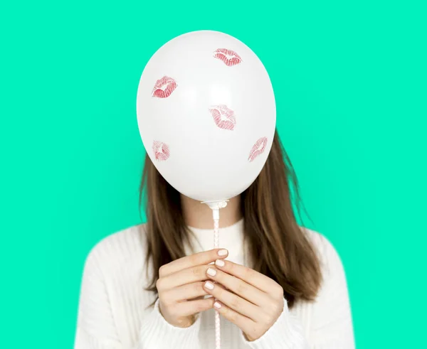 Леді холдингу повітряна куля — стокове фото