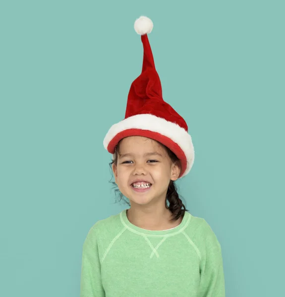 Menina vestindo chapéu de Santa — Fotografia de Stock