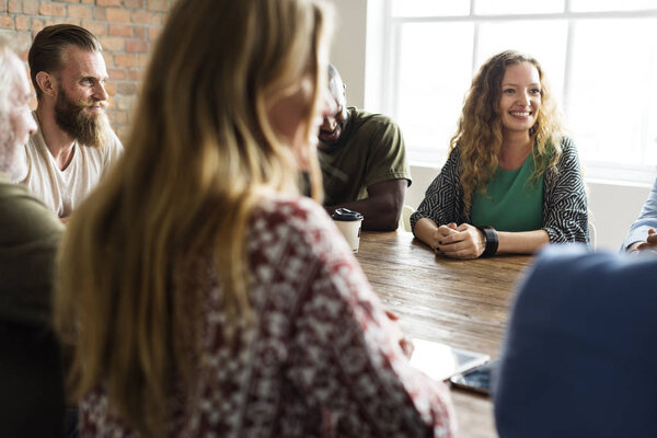 group of diversity people at meeting