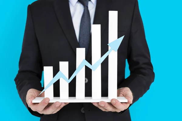 Business Man Holding Growth Graph — Stock Photo, Image