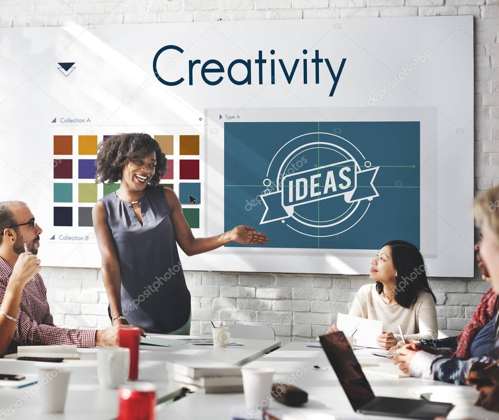 Business people at meeting in conference room with Creativity concept