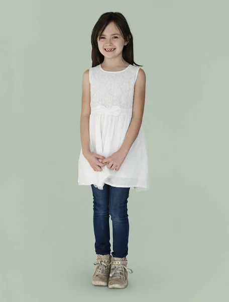 Rozkošná holčička v šatech — Stock fotografie
