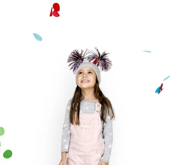 Parti şapkası, sevimli küçük kız — Stok fotoğraf